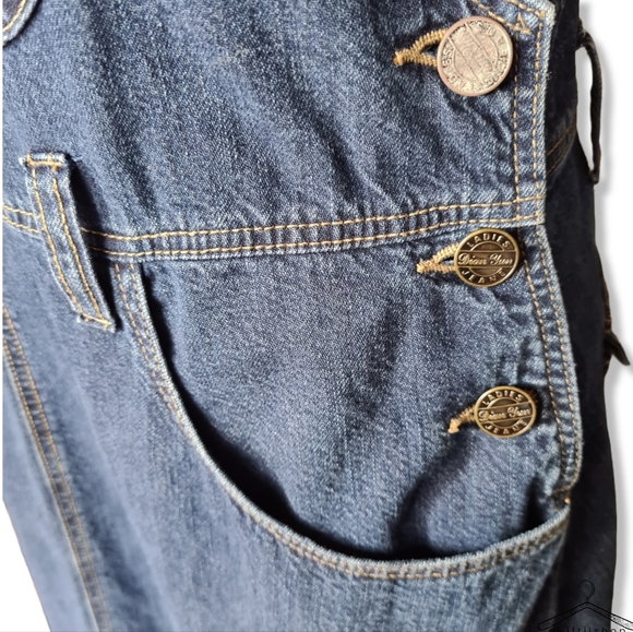 VINTAGE Size M DIAN YUN 100% Cotton Denim Blue Overall Mini Dress - Picture 7 of 10